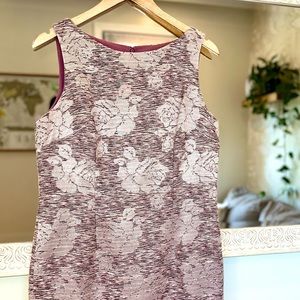 Ann Taylor Sleeveless Purple Floral Striped Jacquard Pattern Dress 10